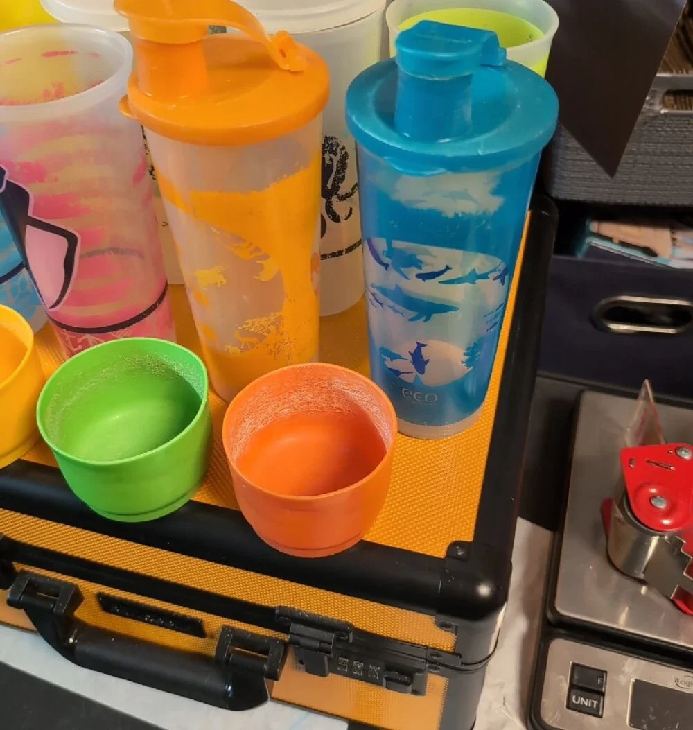 Vintage Tupperware Cups And Lids Bundle Lot Multi Color